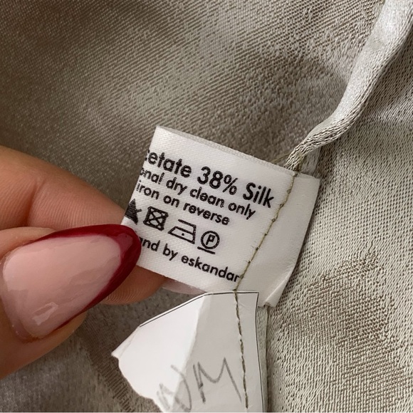 Eskandar Women's Tan Cream Silk Blend Open Front Jacket Blazer Size 1 - Picture 9 of 9